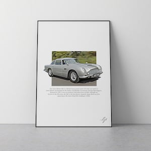Aston Martin DB5 James Bond History Wall Art/Poster/Print