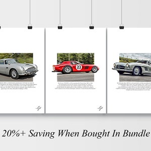 Aston Martin DB5 x Ferrari 250 GTO x Mercedes Gullwing x3 Triple print collection (Wall Art/Posters/Prints)