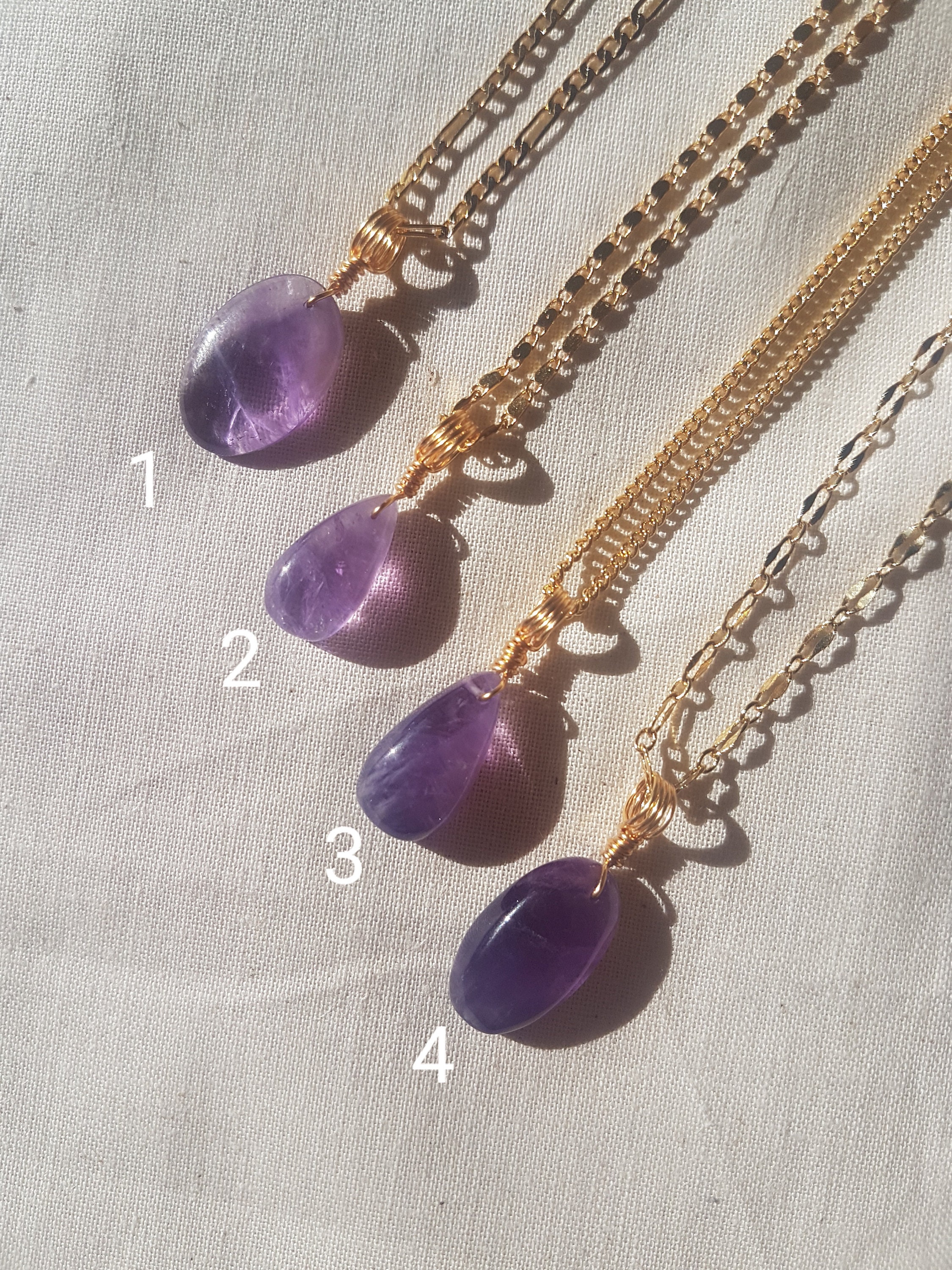 Amethyst Necklace 18k Gold Plated Etsy