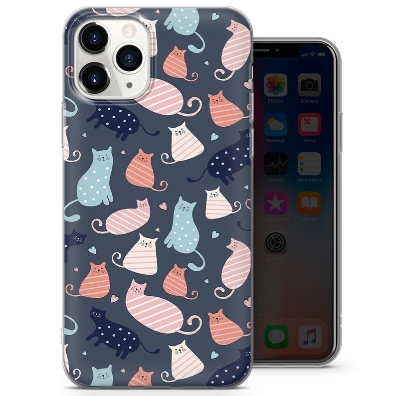 Cute Kitty Phone Case Kawaii Cat Cover for Iphone 14 13 11 Pro Etsy