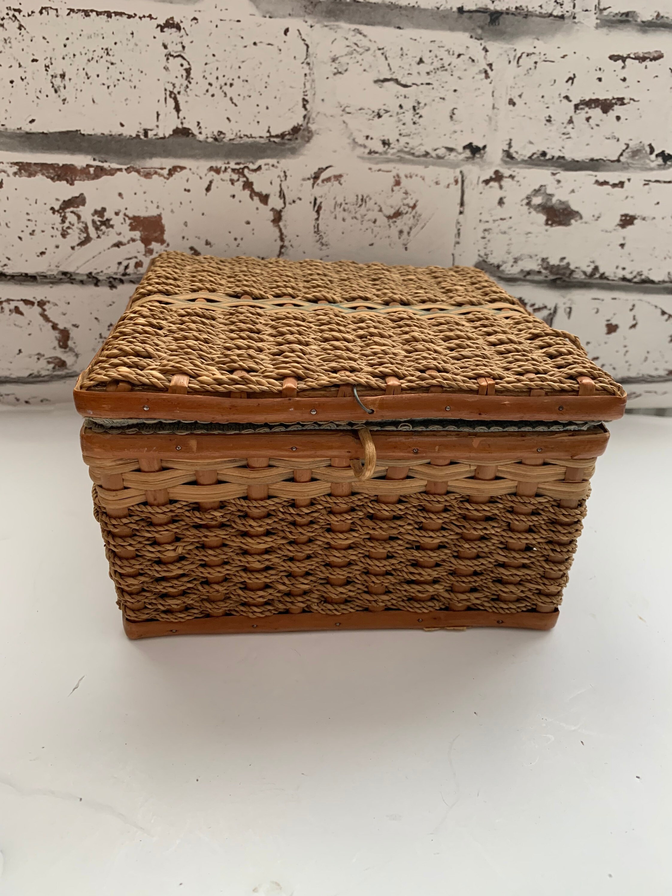 Vintage wicker sewing basket Etsy