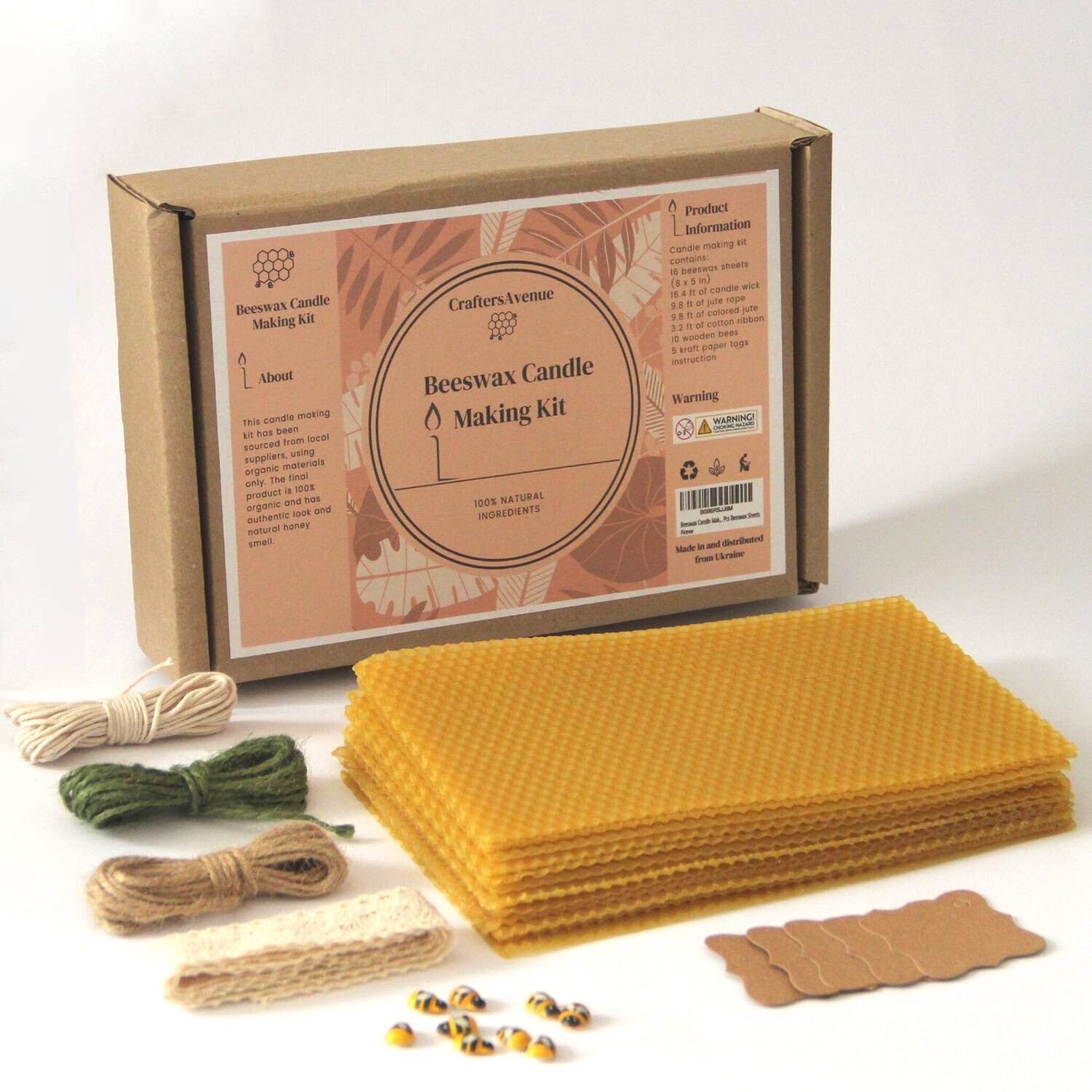 Natural Beeswax Sheets for Candle Making DIY Beeswax Candle Rolling Kit for  Kids & Adults by Candleology 