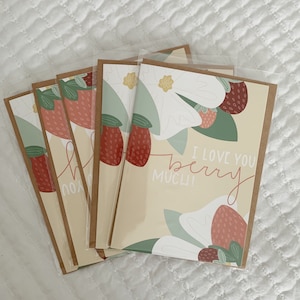 Berry Valentine Card, I Love You Berry Much, Valentines, Fruit, Wedding, Boyfriend, Girlfriend, Husband, Wife, Strawberry