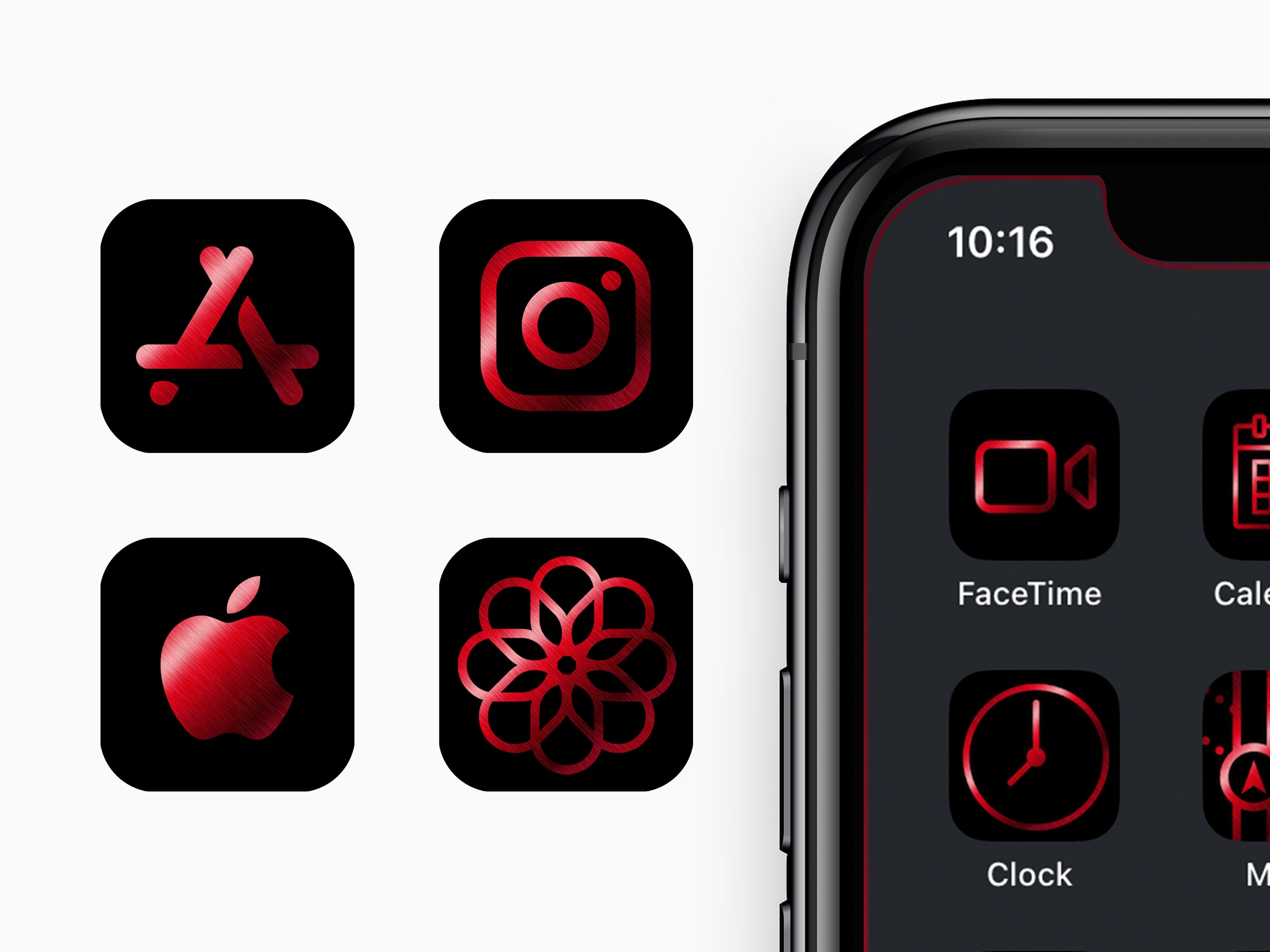 140 Ruby Red Ios App Icon Pack | Charcoal Grey Wallpaper Bordered in ...