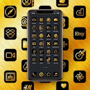 140 Gold iOS App Icon Pack | Anthrazit Tapete mit Goldrand