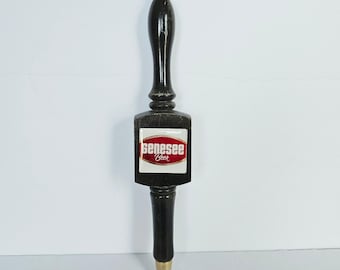 Vintage Genesee Bierhahngriff mit Holzschild-Logo, Bar-Dekor, Brauerei-Artikel