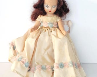 1950s Nancy Ann Storybook Doll Sleepy Eyes Hard Plastic Gown Vintage Collectible