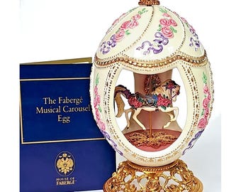 Franklin Mint House of Faberge Musical Carousel Egg 24k Gold Porcelain COA M1037