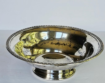 Vintage Manchester Silver Co Sterling Silber Sockelschale mit Perlenrand 270g 57X