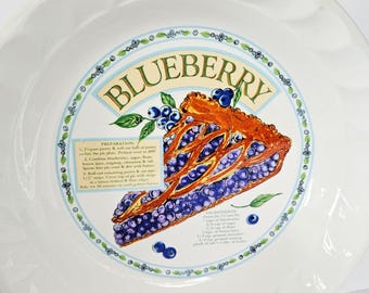 Vintage Himark Blueberry Pie Plate Recipe Ceramic Dish Golden Pie Collection
