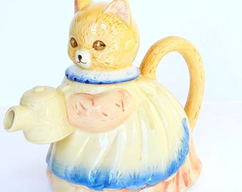 Vintage Takahashi Cat Teapot Ceramic Collectible Kitty Tea Party - M993.2
