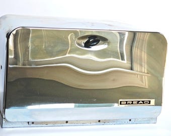 Vintage Lincoln Beautyware Bread Box Metal Chrome Finish Mid
