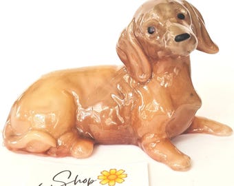Unique Dachshund Long Hair Miniature Dog Candle Brown Pet Collectible Gift M1119