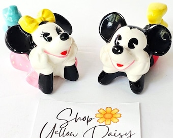 Figura vintage de Mickey y Minnie Mouse de Walt Disney Production Japan (M1092)