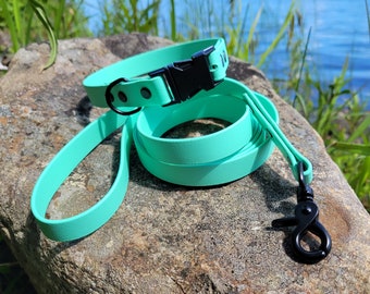 Quick Release Biothane® Dog Collar/Leash Set 1" or 3/4", Waterproof Dog Collar, Vegan Leather Dog Collar, Adjustable Quick Release Collar