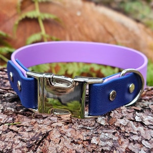 Collier pour chien en Biothane® 2 tons à dégagement rapide de 3/4 po ou 1 po., Collier pour chien imperméable, Collier pour chien en cuir végétalien, Collier à dégagement latéral