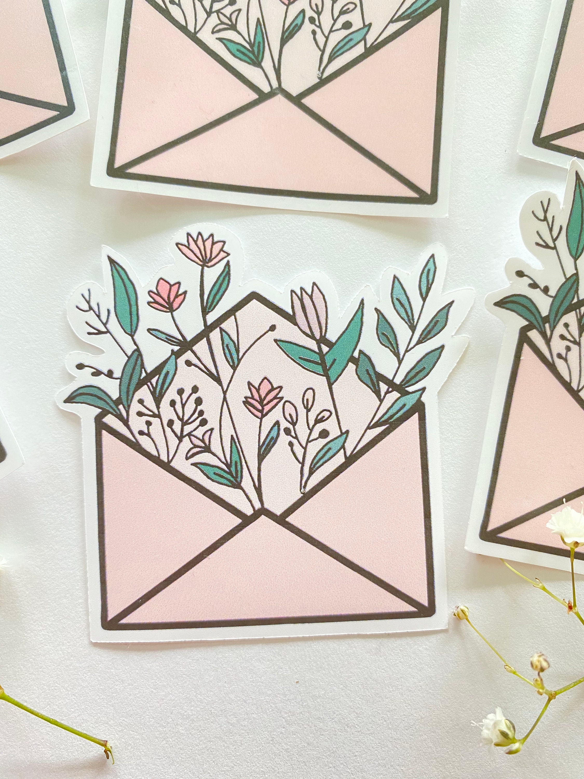 Flower Envelope Sticker Flower Sticker Sticker Laptop Etsy