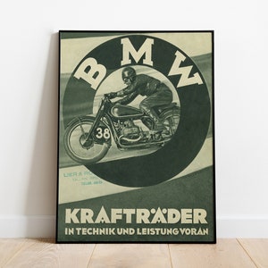 BMW Krafträder motocicletas 1930 cartel de folleto, impresión de reproche de moto vintage, deportes antiguos, arte de pared, cueva del hombre, garaje, motorrad