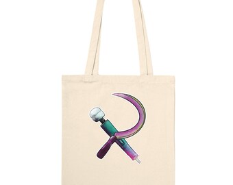 Zauberstab-Sichel-Tote Bag - Witchy Socialist Markttasche aus Canvas