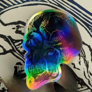 Skull Sticker- holographic 3 inch unique sticker