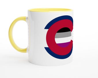 Asexual Pride Colorado C Tasse - Lebendige 11 Unzen Keramiktasse (Farbe innen / Griff)