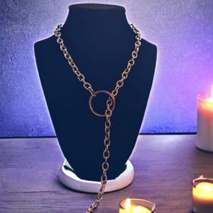 Round ring slip chain, gothic or pink jewelry - choke chain , 8 mm thicker stainless steel chain