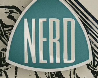 NERD sticker 3 inch square waterproof vinyl sticker  raised print