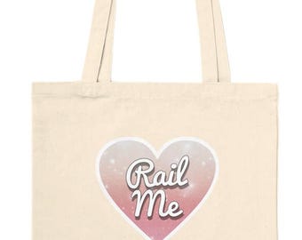 Funkelnde Pink-Herz-Einkaufstasche ""Rail Me"" - 100% Baumwolle, umweltbewusste Tragetasche."