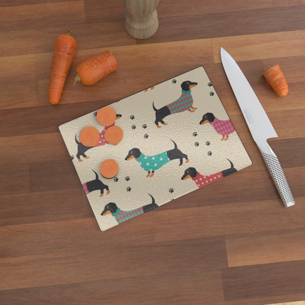 SAUSAGE DOG Glass chopping mat/worktop saver available in 3 sizes