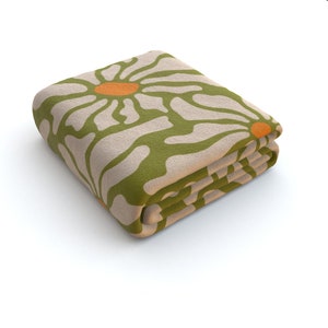 GROOVY FLOWERS soft large blanket throw, available in 2 sizes