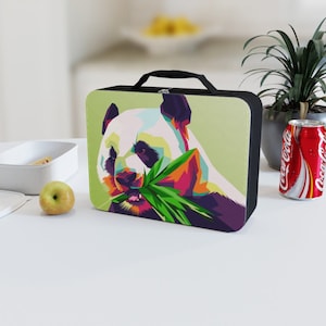 HUNGRY PANDA kids/adults insulated lunch box available in red, black, blue and pink