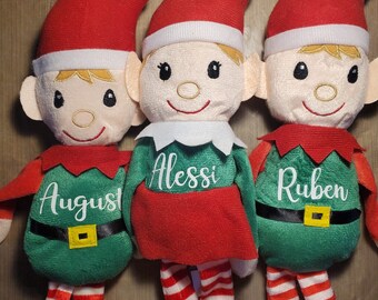 Elf buddy - personalized elf - plush elf - stuffed CHRISTMAS elf - elf - elves - named Christmas elves -stocking