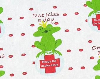 Froschkönig Geschirrtuch Teatowel One Kiss a day keeps the doctor away, frogprince, Märchen, Kuss, Liebe, fairytale