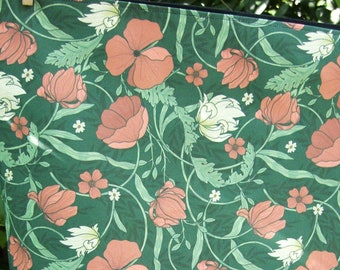 Torchon torchon torchon Art Nouveau, William Morris, Art Noveau, Pimpernel, rouge, vert, blanc