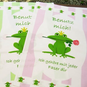 teatowel / tea towel drying towel frog prince use me kitchen saying rose rose hedge fairy tale rose knight