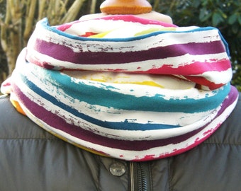 LGBT, rainbow, jersey OekoTex loop scarf, infinity scarf, wide stripes, white, red, blue, green, yellow