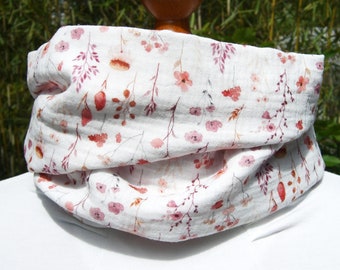 red flowers loop muslin Oeko Tex 100, summer meadow, meadow flowers, scarf, dried flowers