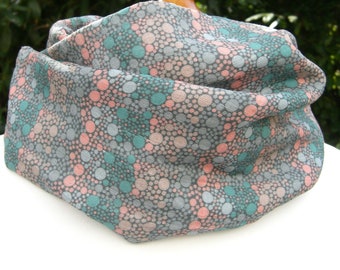 Musselin Loop Schal, Infintiy Scarf, Dots, Polka Dots, Punkte, türkis, altrosa, grau, doppellagig