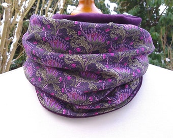 Artichoke Morris, loop scarf loop scarf, OekoTex Jersey, William Morris, Art Nouveau, Art Nouveau, purple, fleece, Nicki, violet