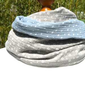 Floral dots sand light blue loop muslin Oeko Tex 100, dots, beige, blue, scarf, summer image 5