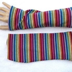Rainbow, wrist warmers, cuffs, arm warmers, stripes, stripes, LGBT, red, yellow, blue, green, orange, pink, colorful, cotton image 4
