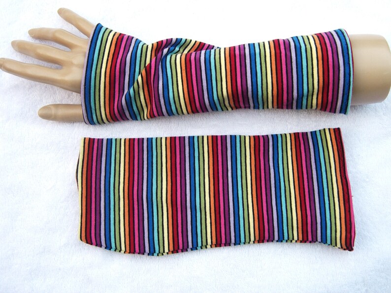 Rainbow, wrist warmers, cuffs, arm warmers, stripes, stripes, LGBT, red, yellow, blue, green, orange, pink, colorful, cotton image 4