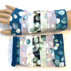 Eucalyptus patchwork cuffs arm warmers wrist warmers petrol white black grey mint Eucalyptus double-layered short