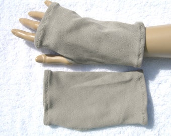 Ajour little hearts taupe beige cuffs, fingerless gloves, eczema, neurodermatitis, openwork, cotton, lyocell