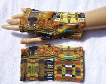 Klimt, Oekotex Jersey, neurodermatitis, eczema, light cuffs, thumb hole, fingerless gloves, summer cuffs, Art Nouveau