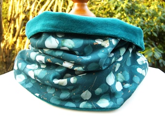 Eucalyptus Eucalyptus loop scarf petrol, loop scarf, cotton jersey Oeko Tex, Nicki with cotton, green, green-blue, peppermint