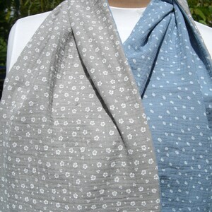 Floral dots sand light blue loop muslin Oeko Tex 100, dots, beige, blue, scarf, summer image 4