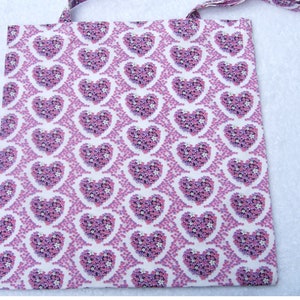 Vergissmeinnicht Herz violett-rosa Stofftasche lange Henkel reine Baumwolle, ca. 38 x 38 cm,  Blumen, romantisch