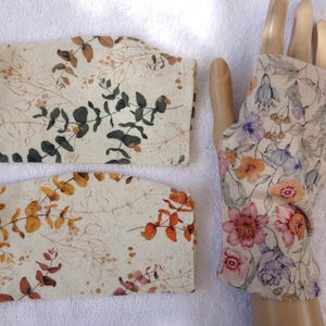 leichte Stulpen, Leinen Jersey Oekotex, Neurodermitis, Ekzem, fingerlose Handschuhe, Sommerstulpen, Daumenloch, Eukalyptus, Blumen