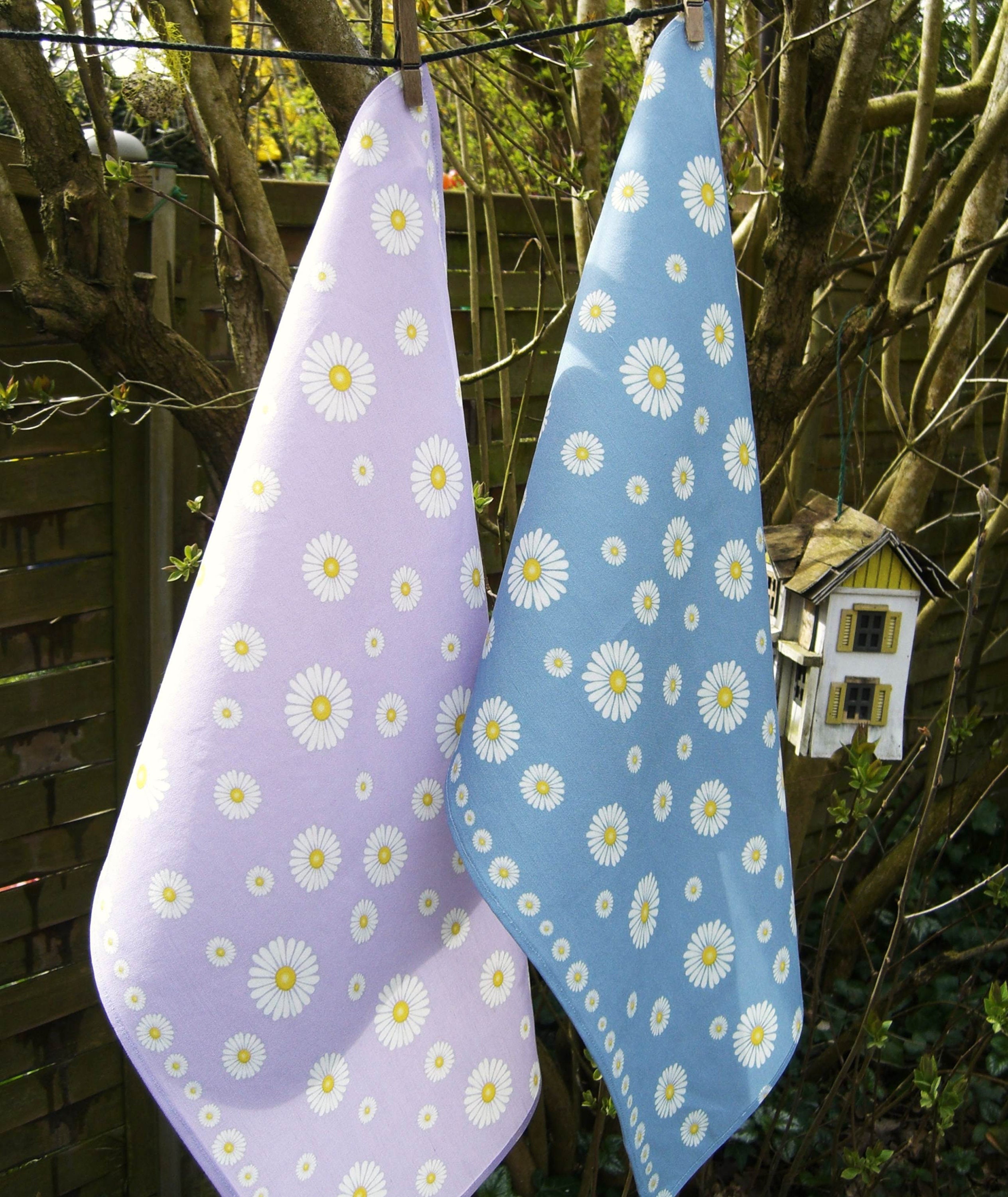 Tea towel dry towel Teatowel Daisy daisies light blue / jeans Etsy